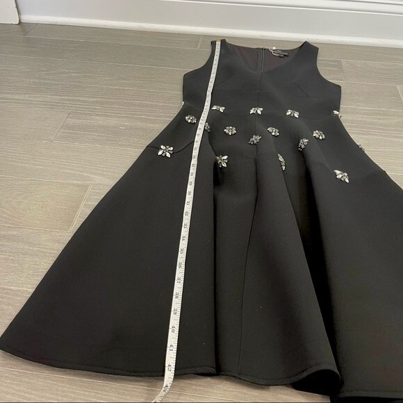 Wrong Side of Right Black Scuba Neoprene Crystal Embellished Fit & Flare Dress S - Picture 14 of 16